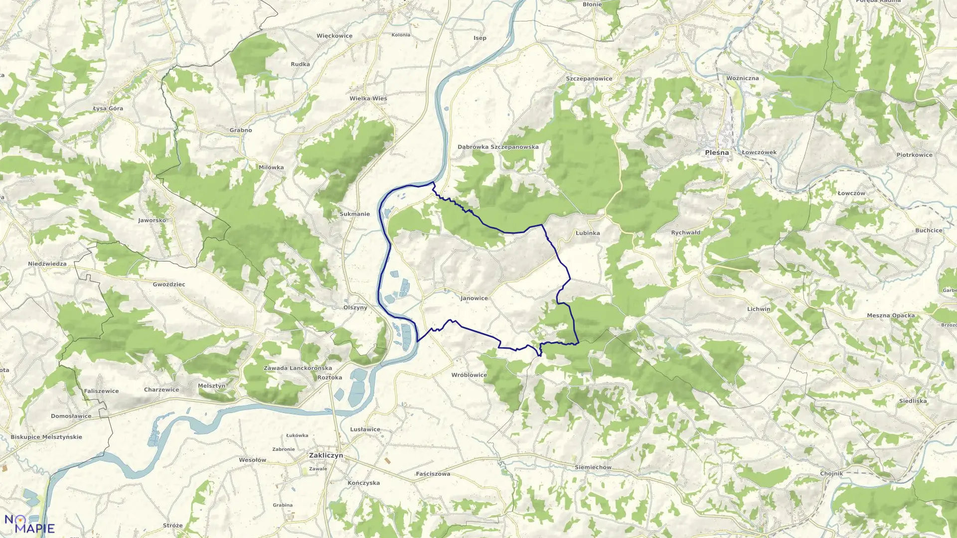 Mapa obrębu Janowice w gminie Pleśna